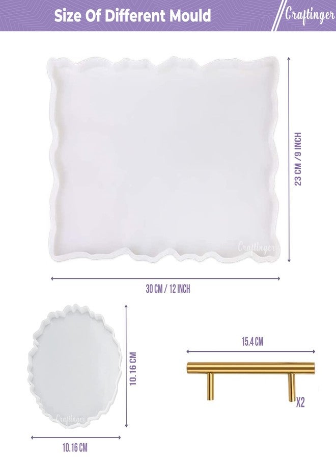 Craftinger DIY Resin Tray & Coaster Making Kit Includes 600 gm Epoxy 9x12 Agate Mould with 4" Moulds Color and More - Image 3